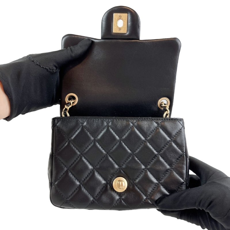 Chanel Coco 金球方胖 經典黑金 晶片款-18