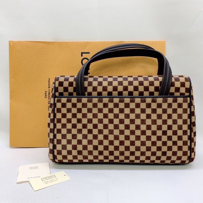 LV 棕色馬毛棋盤格手提包-1