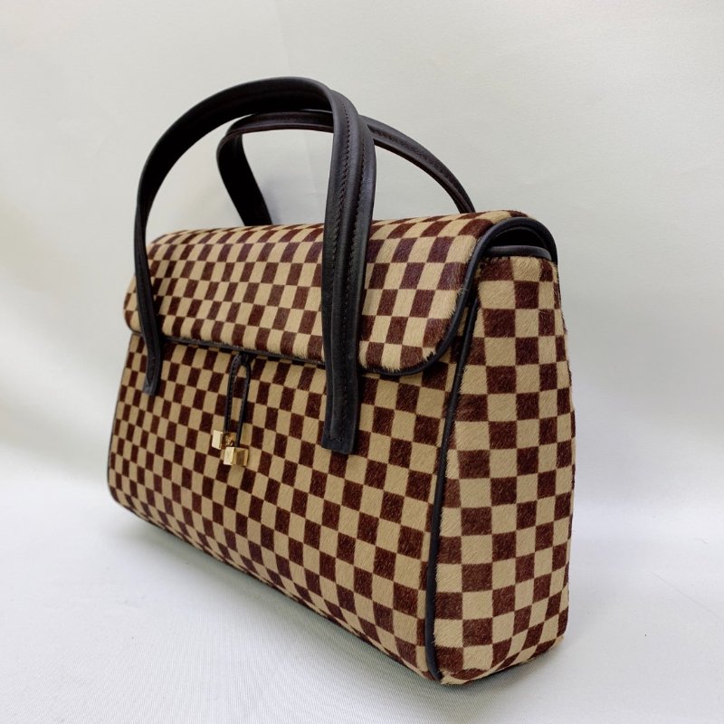 LV 棕色馬毛棋盤格手提包-2