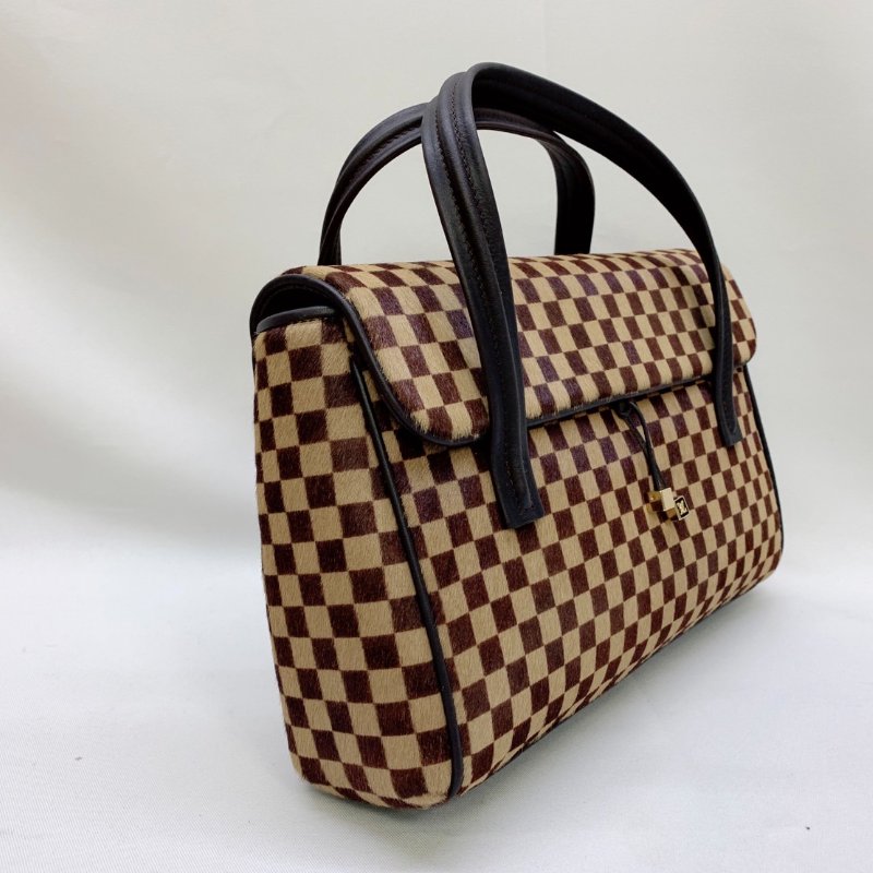 LV 棕色馬毛棋盤格手提包-3