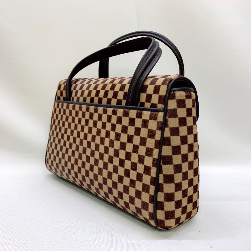 LV 棕色馬毛棋盤格手提包-4