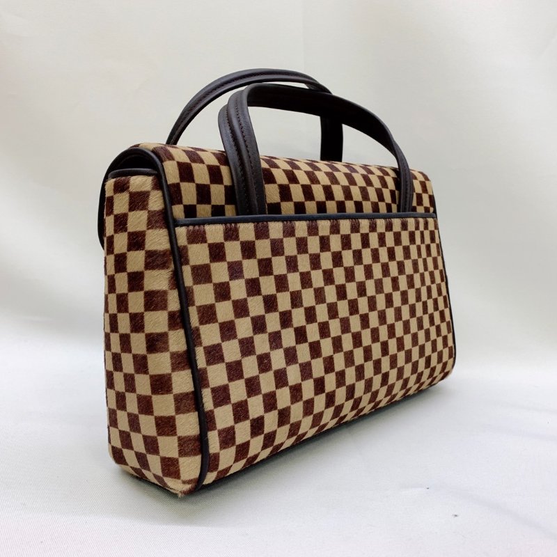 LV 棕色馬毛棋盤格手提包-5