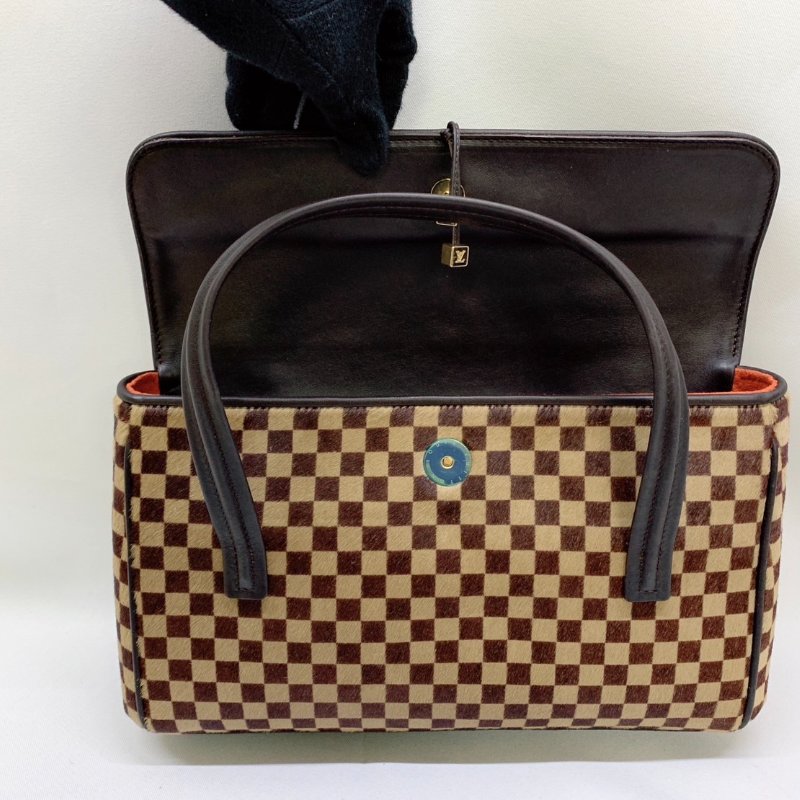 LV 棕色馬毛棋盤格手提包-6