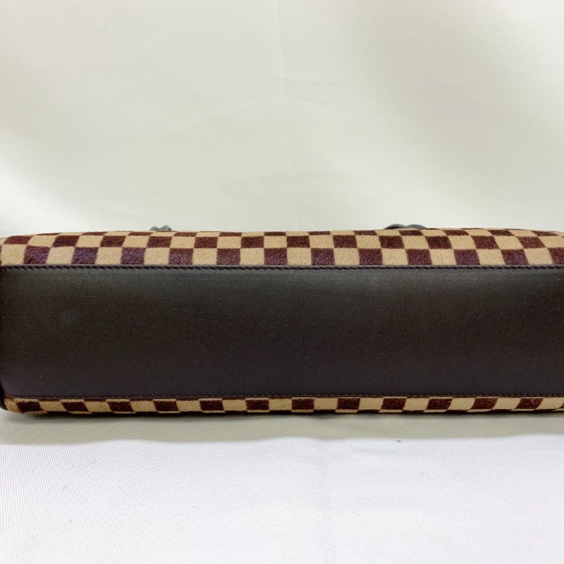 LV 棕色馬毛棋盤格手提包-11