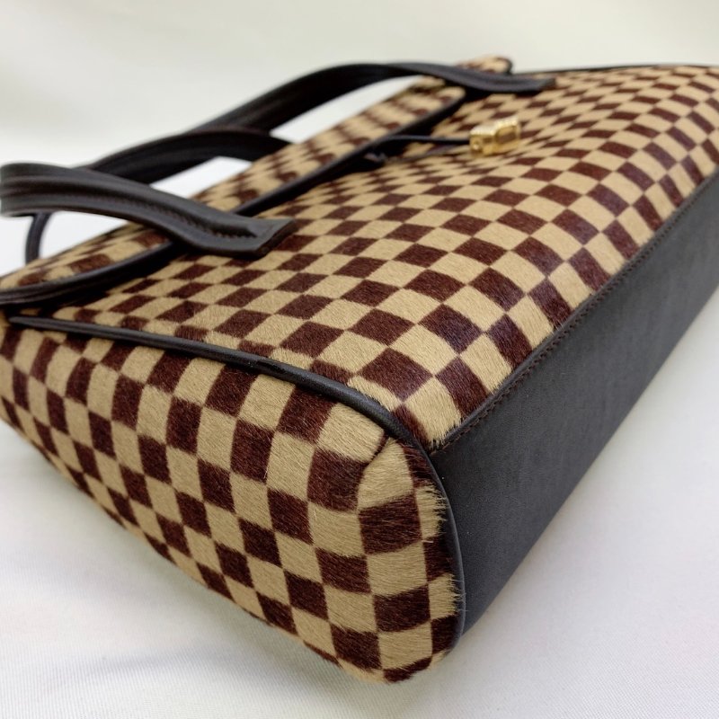 LV 棕色馬毛棋盤格手提包-13
