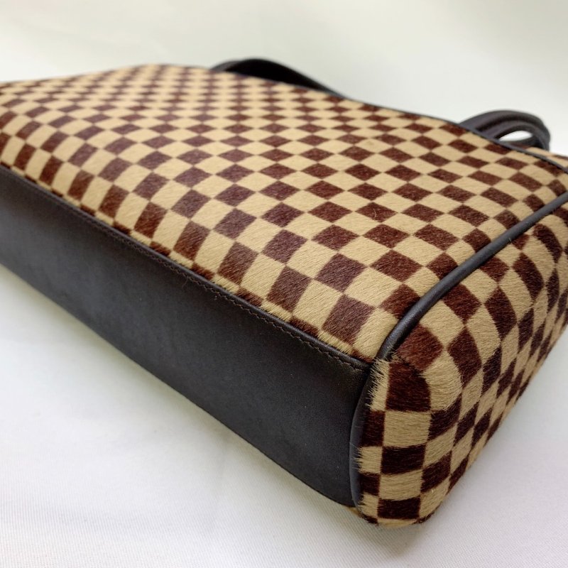 LV 棕色馬毛棋盤格手提包-14