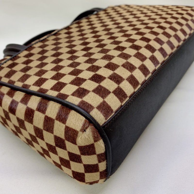 LV 棕色馬毛棋盤格手提包-15