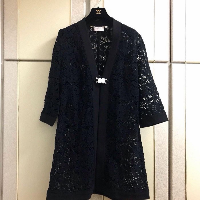 1）義大利精品Clips黑色蕾絲外套 M-L皆可穿 近新-3
