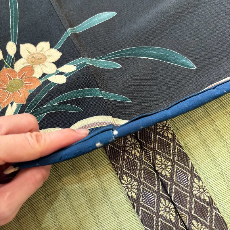 藏私·Collection_山茶花五紋付黑留袖古董和服-16