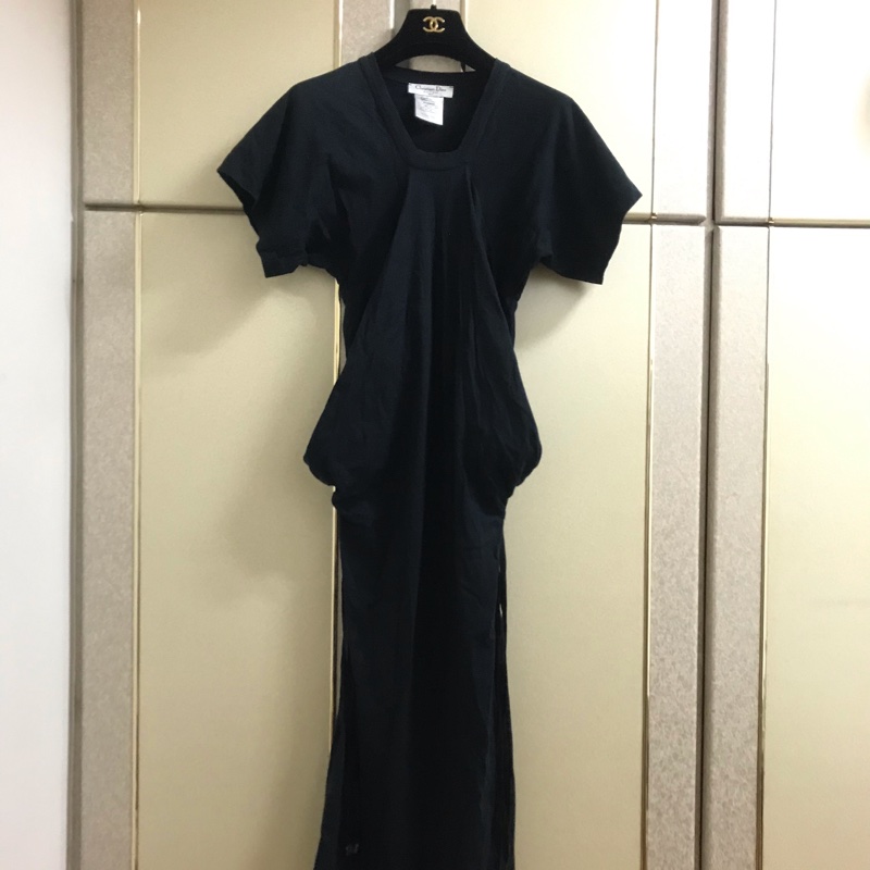 64）Christian Dior正品黑色棉質洋裝 44號 版小M適穿-0