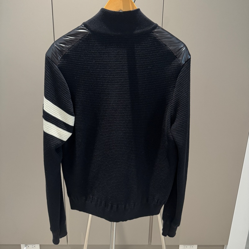 MONCLER 男L 黑色針織拼接羽絨服 外套 夾克-1