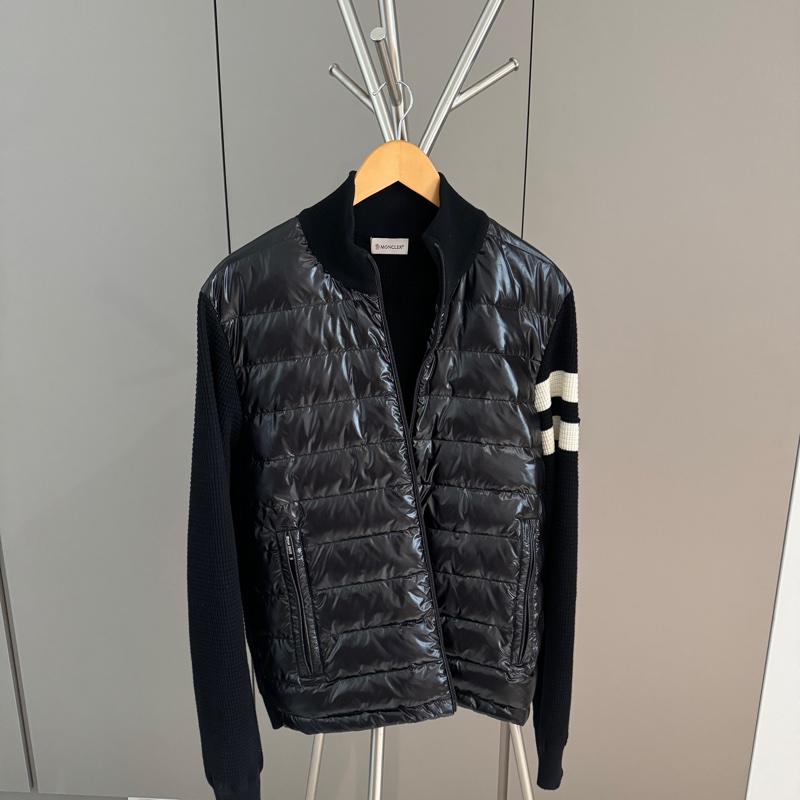 MONCLER 男L 黑色針織拼接羽絨服 外套 夾克-6