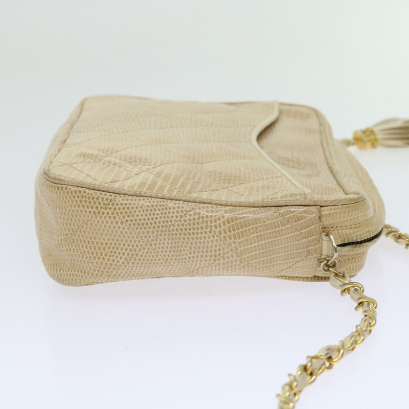 【日本直送】香奈兒 Matelasse 鏈條肩背包 米色 CC Auth fm2795-3