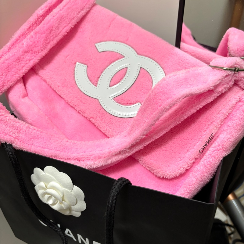 正品香奈兒Chanel 超可愛芭比粉毛巾包/側背包-0