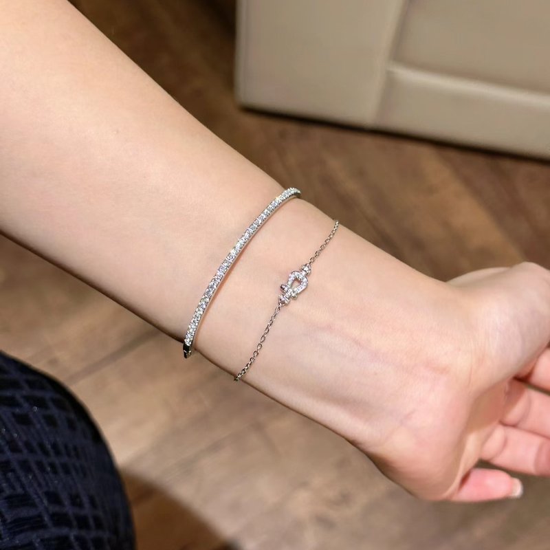 【預購】Fred 18k白金小號馬蹄扣force 10滿鑽手鍊 手環-4