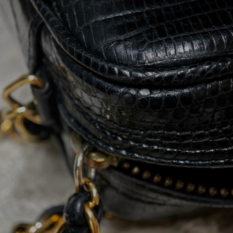 藏家必收 ChanelVINTAGE 香奈兒老香蜥蜴皮流蘇相機包-8