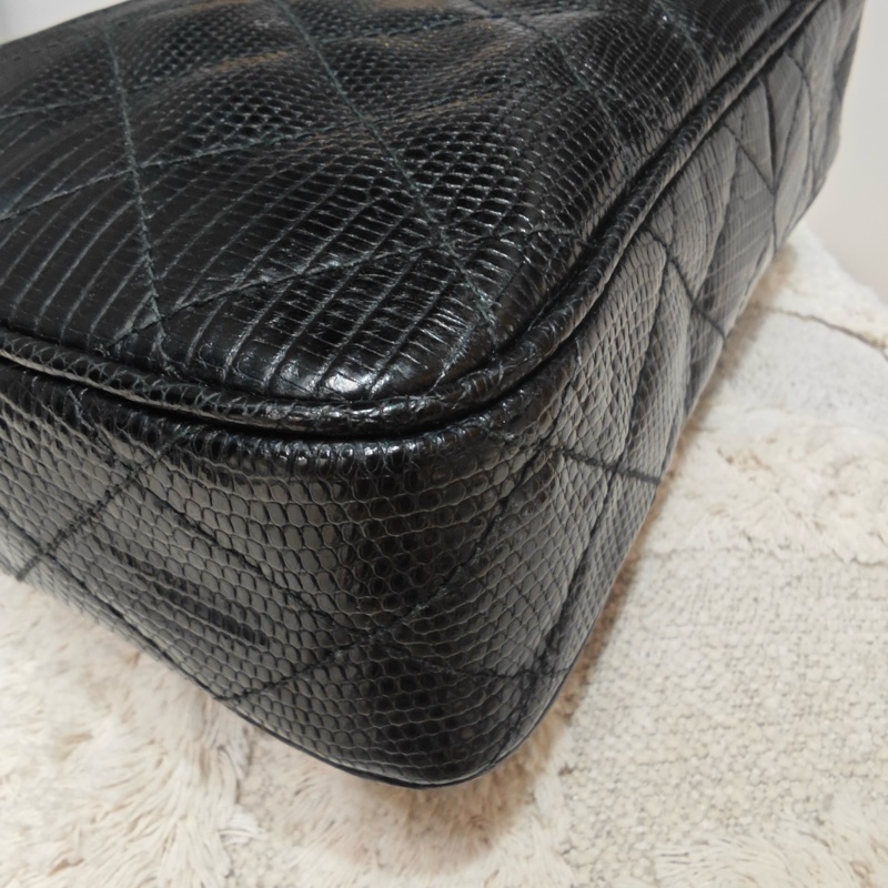 藏家必收 ChanelVINTAGE 香奈兒老香蜥蜴皮流蘇相機包-14