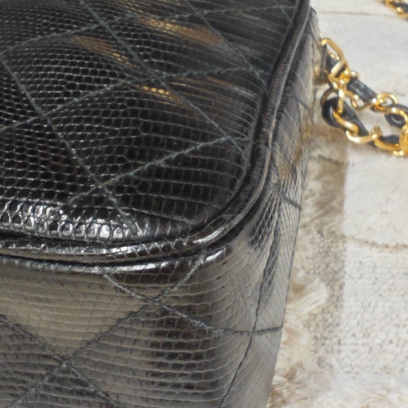 藏家必收 ChanelVINTAGE 香奈兒老香蜥蜴皮流蘇相機包-18