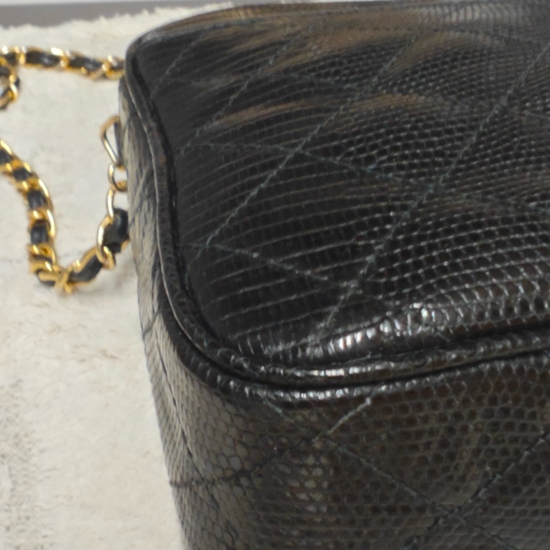 藏家必收 ChanelVINTAGE 香奈兒老香蜥蜴皮流蘇相機包-19