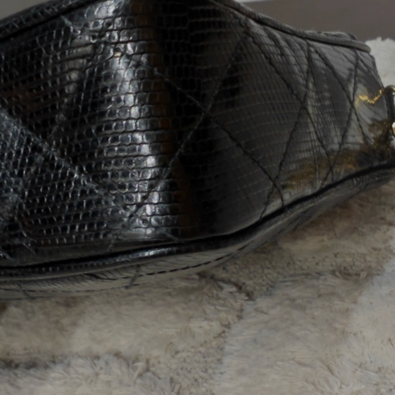 藏家必收 ChanelVINTAGE 香奈兒老香蜥蜴皮流蘇相機包-22