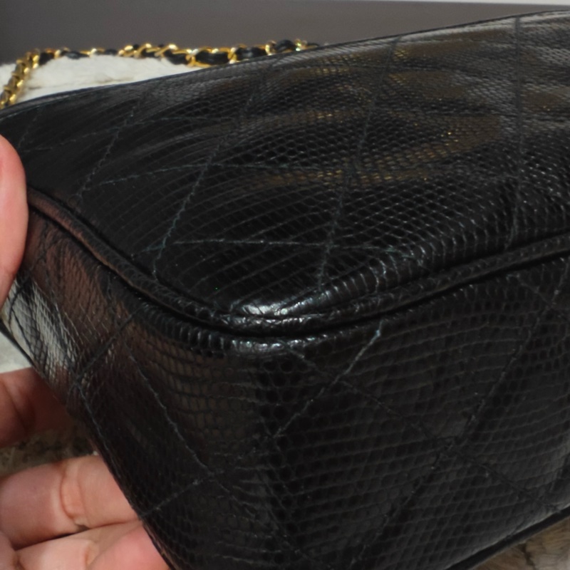 藏家必收 ChanelVINTAGE 香奈兒老香蜥蜴皮流蘇相機包-23