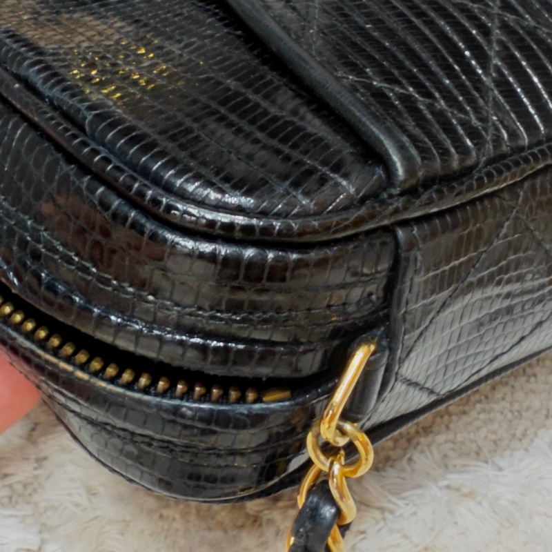 藏家必收 ChanelVINTAGE 香奈兒老香蜥蜴皮流蘇相機包-25