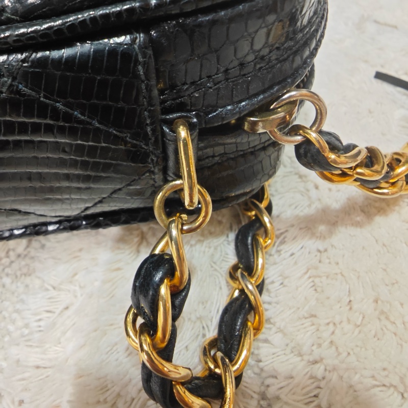 藏家必收 ChanelVINTAGE 香奈兒老香蜥蜴皮流蘇相機包-27