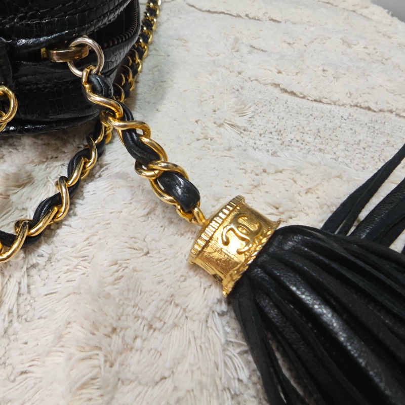 藏家必收 ChanelVINTAGE 香奈兒老香蜥蜴皮流蘇相機包-28