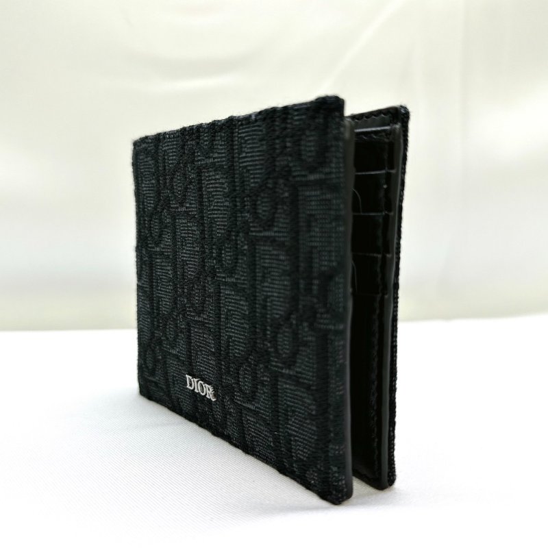 DIOR 全新黑色Dior Oblique緹花短夾-2