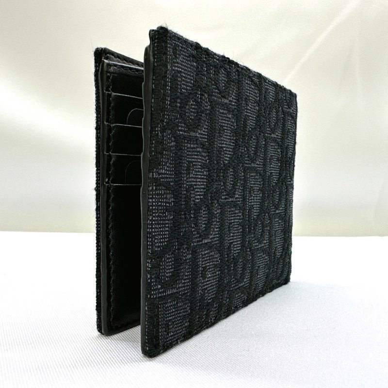 DIOR 全新黑色Dior Oblique緹花短夾-5