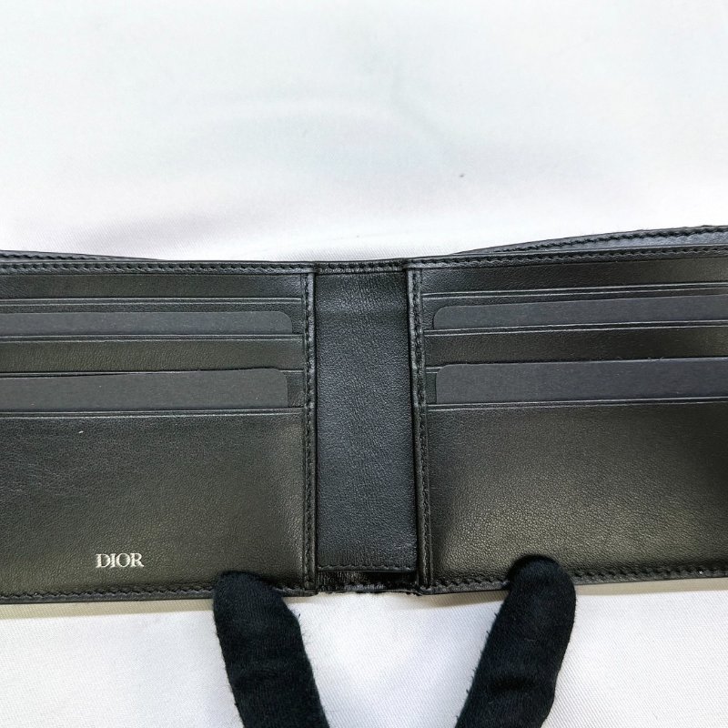 DIOR 全新黑色Dior Oblique緹花短夾-7