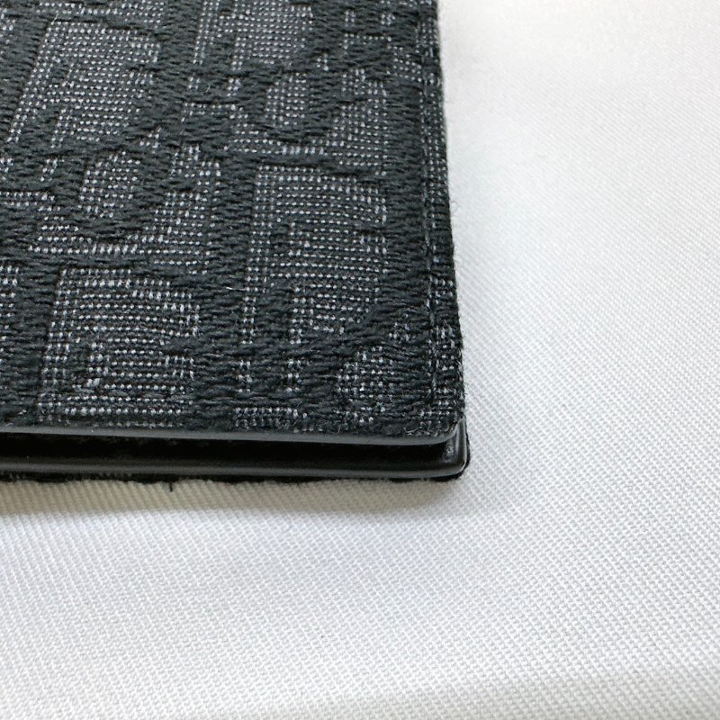 DIOR 全新黑色Dior Oblique緹花短夾-11