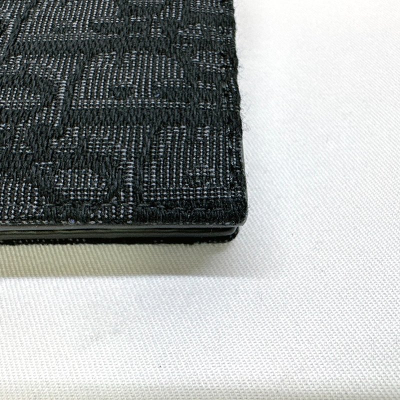 DIOR 全新黑色Dior Oblique緹花短夾-13