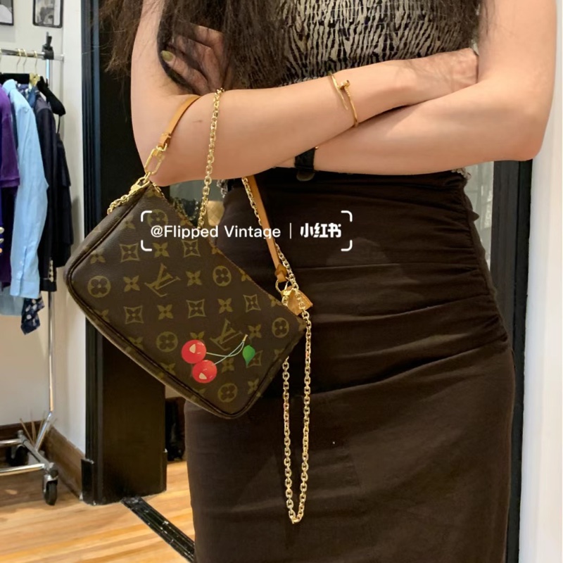 lv 經典老花 限量絕版櫻桃麻將包-0