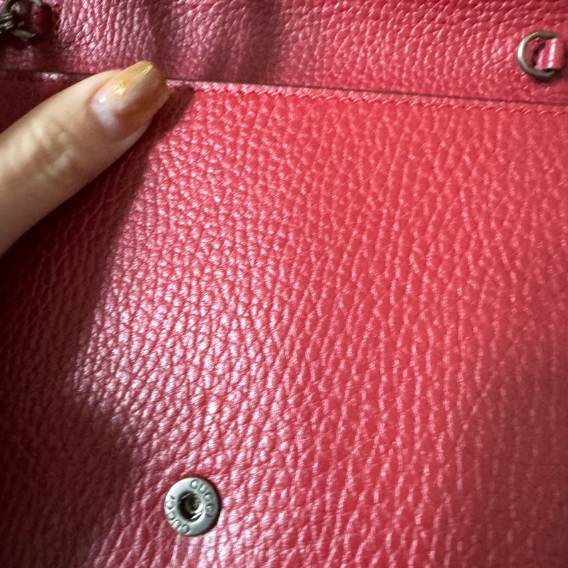 GUCCI  9.5新Dionysus 酒神水鑽皮夾式鍊包（紅色）-5