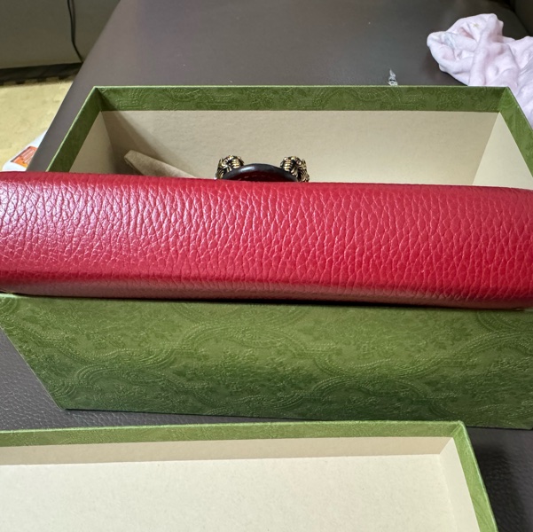 GUCCI  9.5新Dionysus 酒神水鑽皮夾式鍊包（紅色）-10