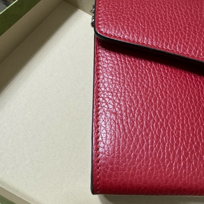 GUCCI  9.5新Dionysus 酒神水鑽皮夾式鍊包（紅色）-12