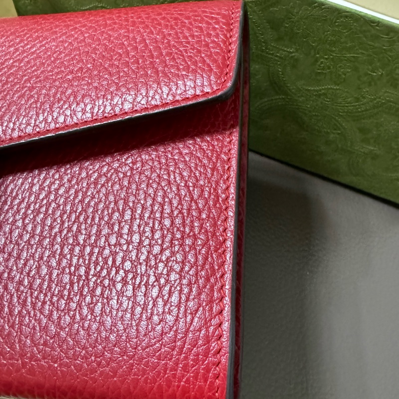 GUCCI  9.5新Dionysus 酒神水鑽皮夾式鍊包（紅色）-13