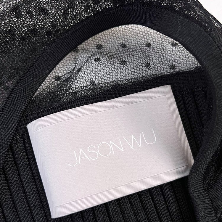 吳季剛 JASON WU 黑色領口透膚蕾絲洋裝 (燙鑽珍珠版)-11