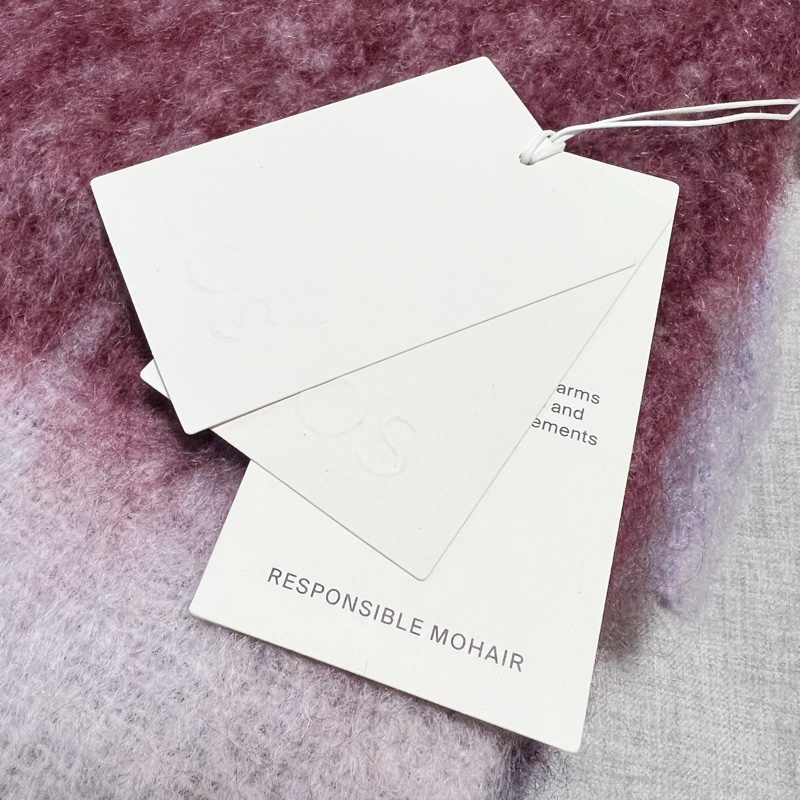 全新正品 COS 流蘇飾馬海毛混紡格紋圍巾-6