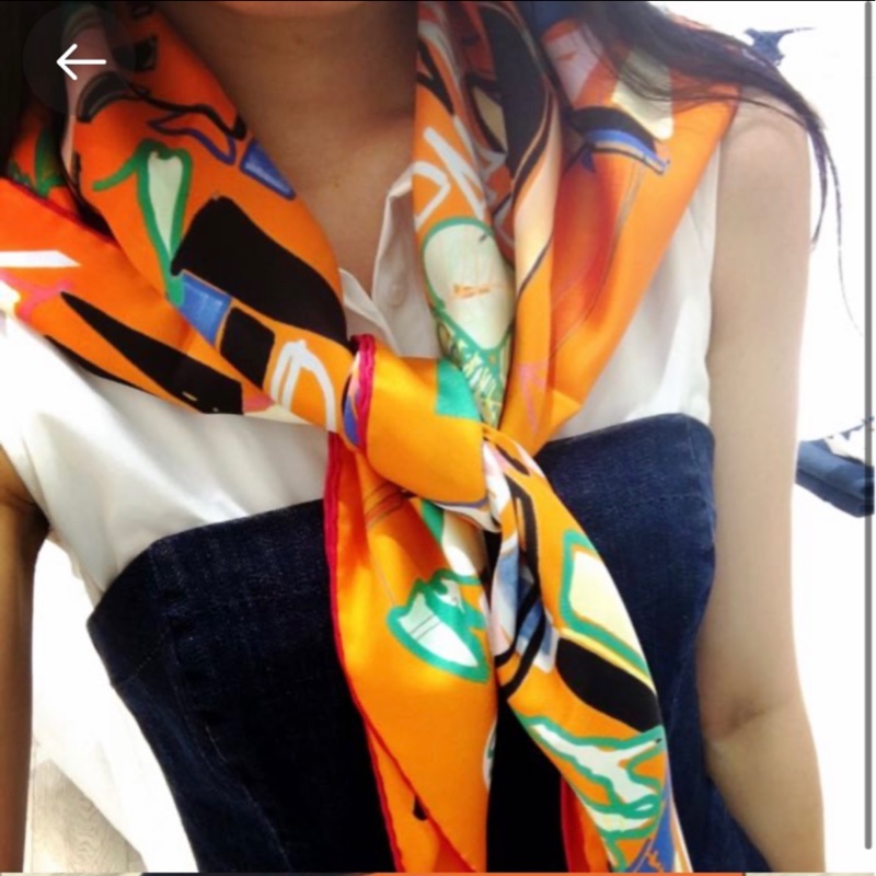 法國專櫃帶回全新絕版 HERMES經典幾何絲巾方巾 90cm*90cm-2