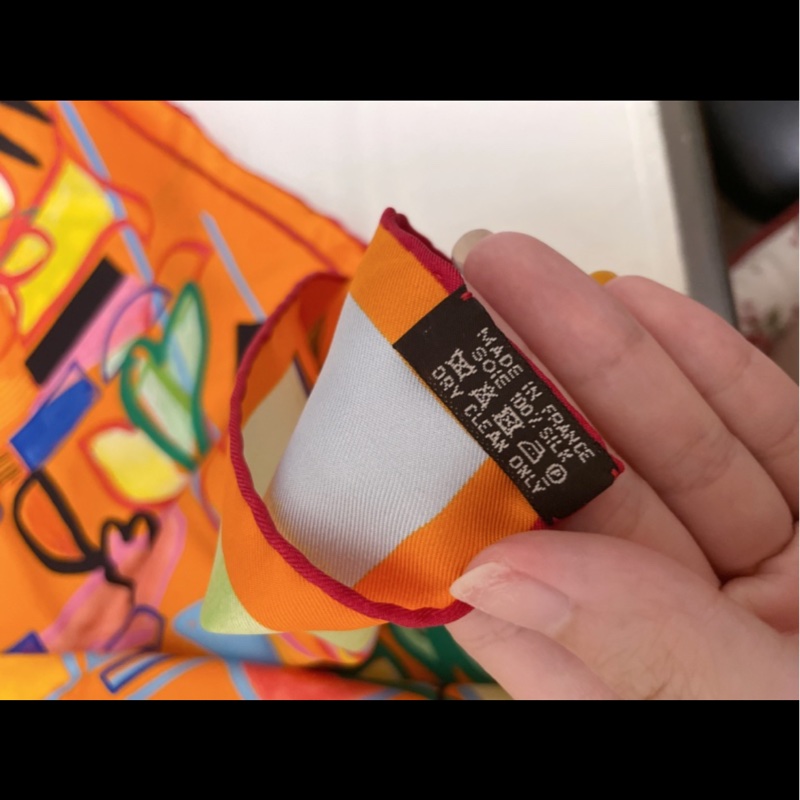 法國專櫃帶回全新絕版 HERMES經典幾何絲巾方巾 90cm*90cm-3