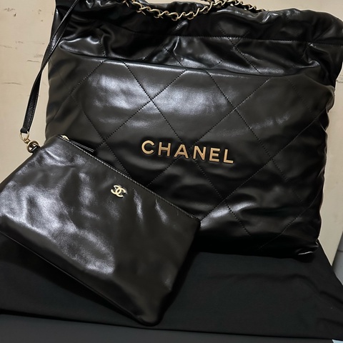 Chanel 香奈兒 垃圾包 黑金 中號