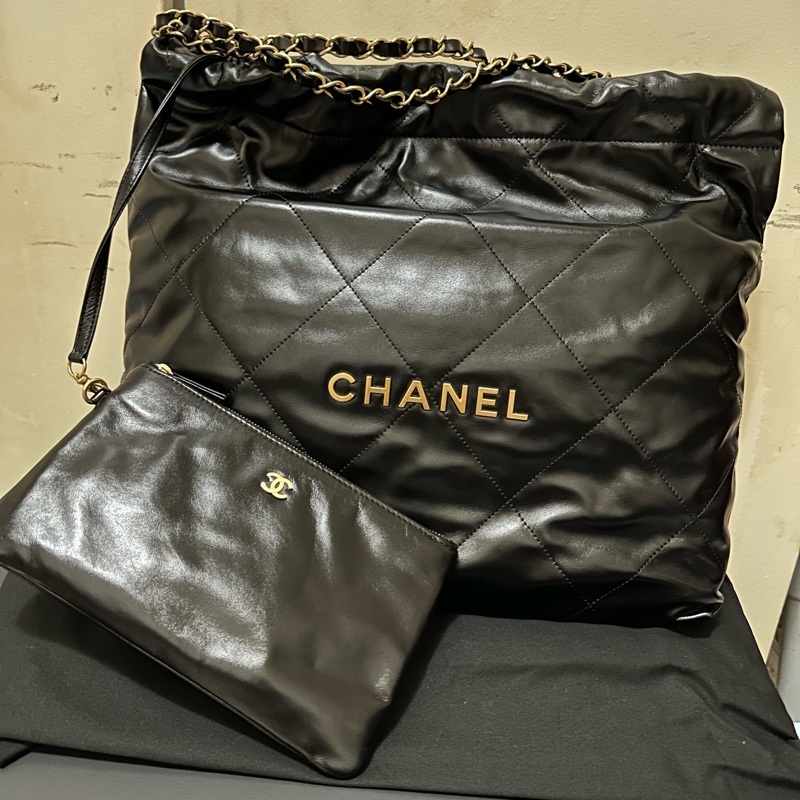 Chanel 香奈兒 垃圾包 黑金 中號-9