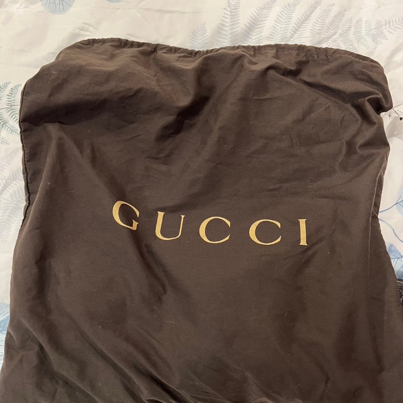 二手GUCCI GG 真皮壓紋托特包 -深咖啡色-1