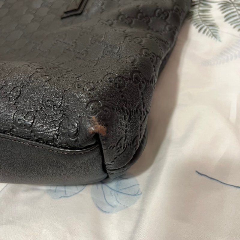二手GUCCI GG 真皮壓紋托特包 -深咖啡色-7