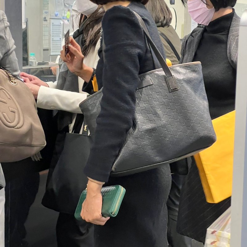 二手GUCCI GG 真皮壓紋托特包 -深咖啡色-9