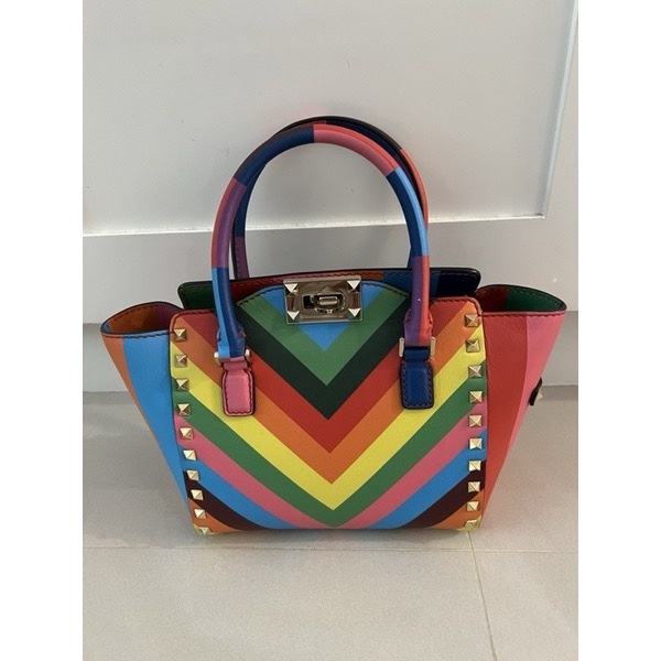 Valentino限量卯釘手提側背帶包-0