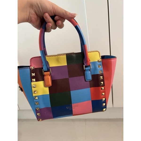 Valentino限量卯釘手提側背帶包-5