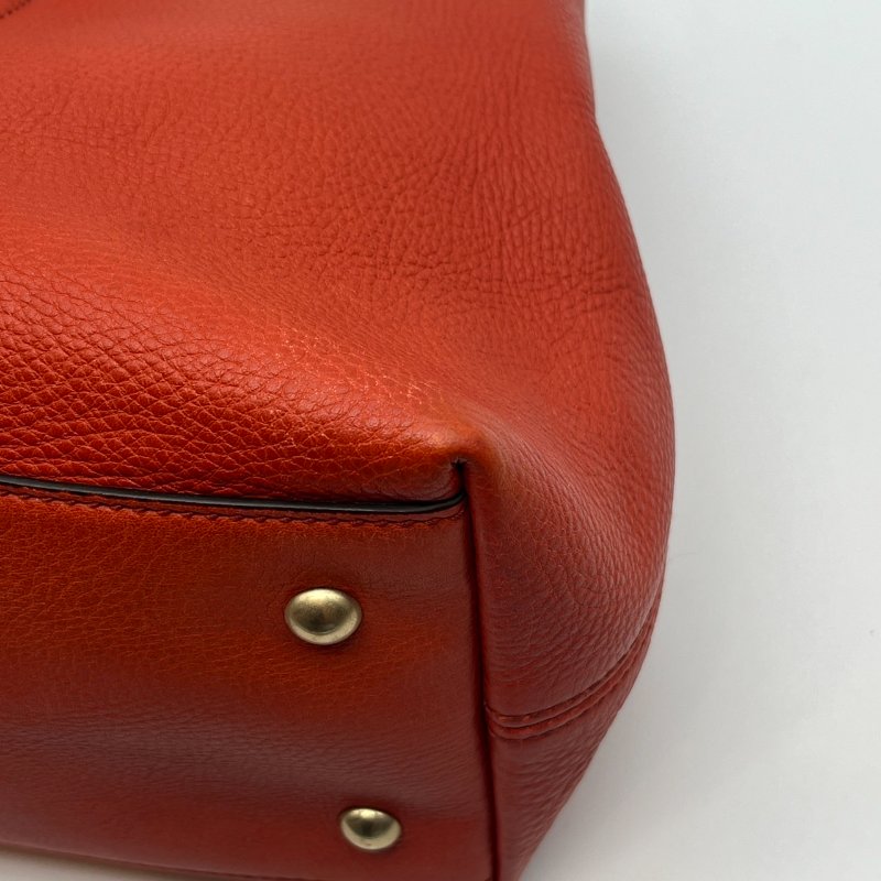 GUCCI 古馳 橘紅色 全皮SOHO流蘇肩背包/手提包-5